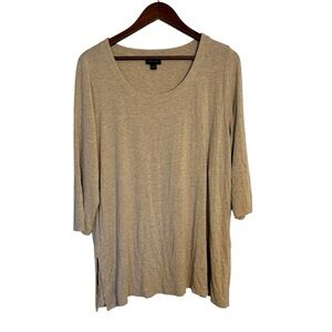 J. Jill Wearever Collection Oatmeal 3/4 Sleeve Tunic Blouse Women’s Large